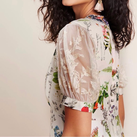 Anthropologie Donna Floral Midi Dress Petite - Picture 4 of 7